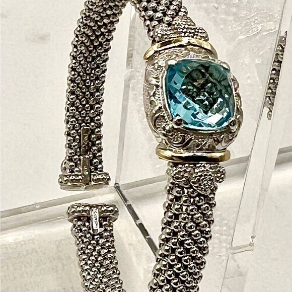 Phillip Gavriel renaissance Cushion Blue Topaz Cuff Bangle - Picture 10 of 15